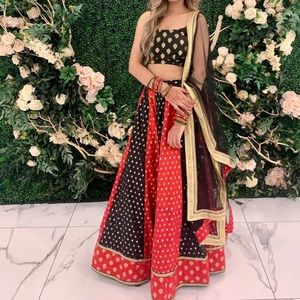 Indian lengha black and red